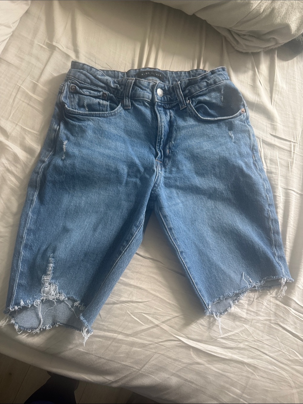 Aeropostale Light Blue Distressed Denim Cutoff Shorts